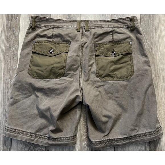 LL Bean Shorts Mens 34W Brown Canvas Chino Military Style Utility Hiking - Picture 4 of 8